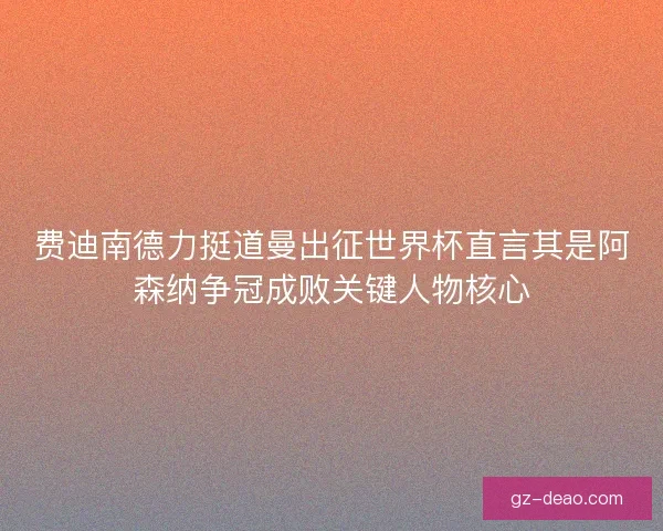 费迪南德力挺道曼出征世界杯直言其是阿森纳争冠成败关键人物核心
