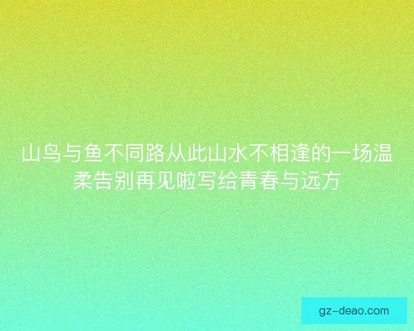 山鸟与鱼不同路从此山水不相逢的一场温柔告别再见啦写给青春与远方
